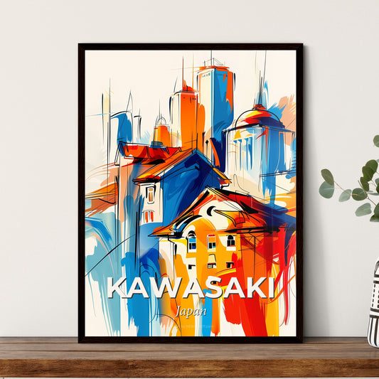 Vibrant Kawasaki, Japan - A Painting Of Buildings And Towers