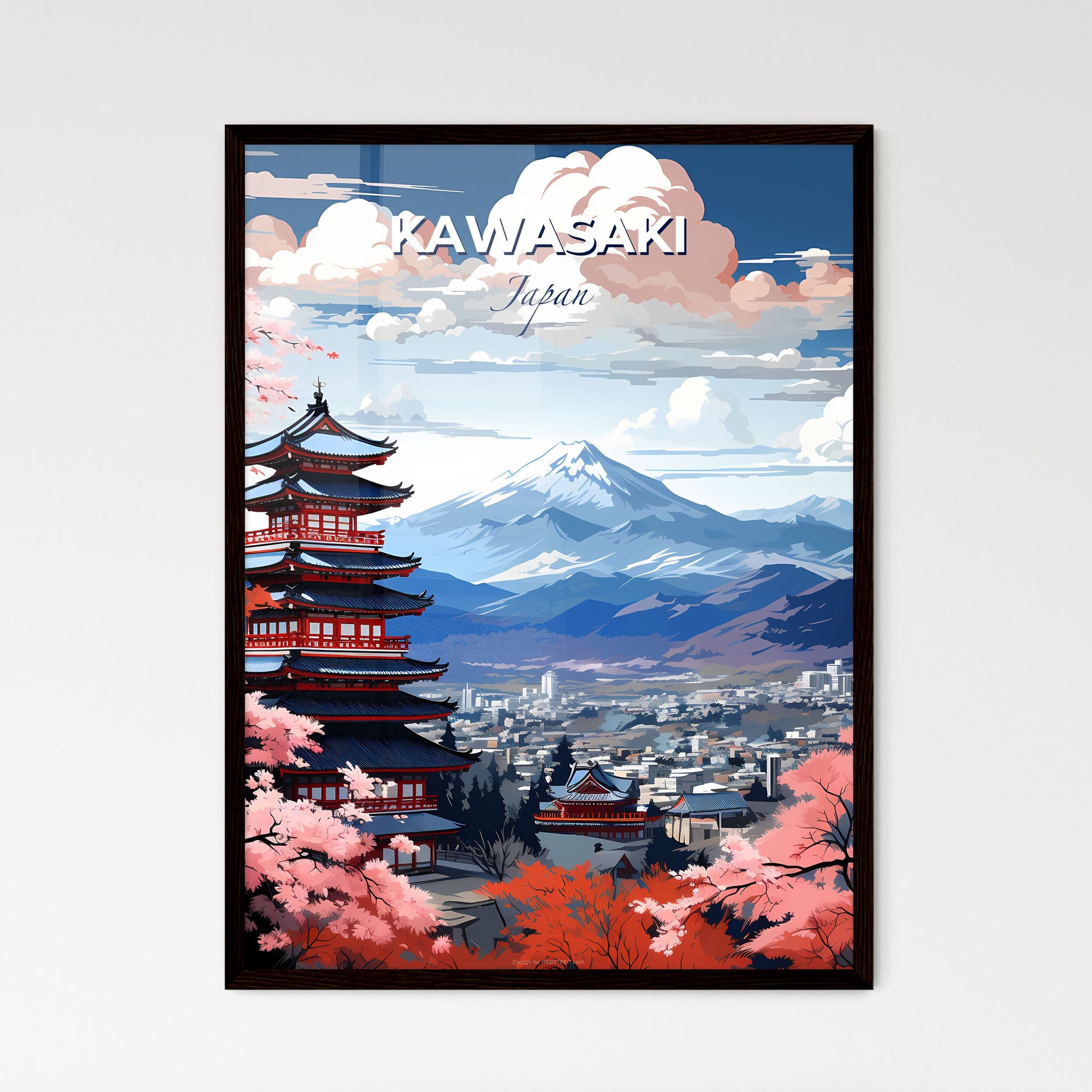 Colorful Japanese Pagoda and City Skyline Art Painting Default Title