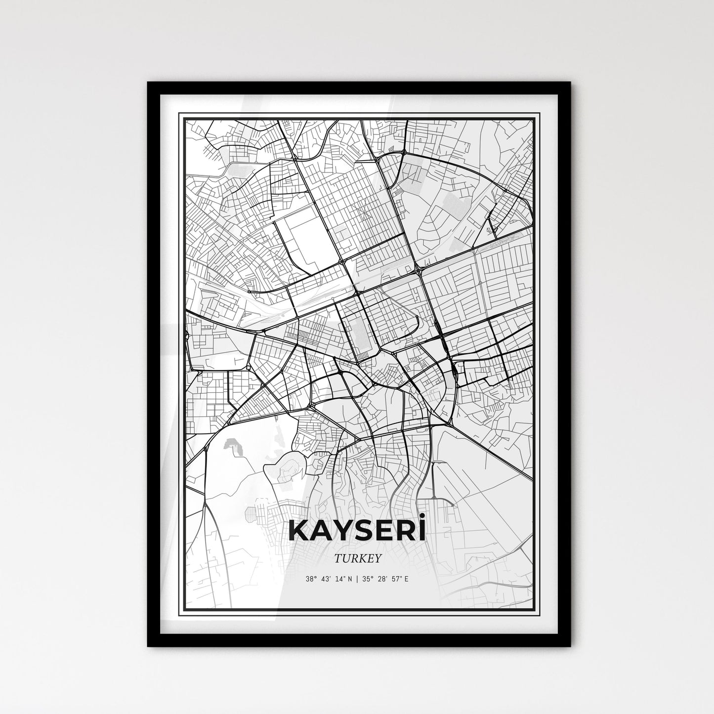 Kayseri Turkey - Scandinavian Style City Map for Modern Home Decor