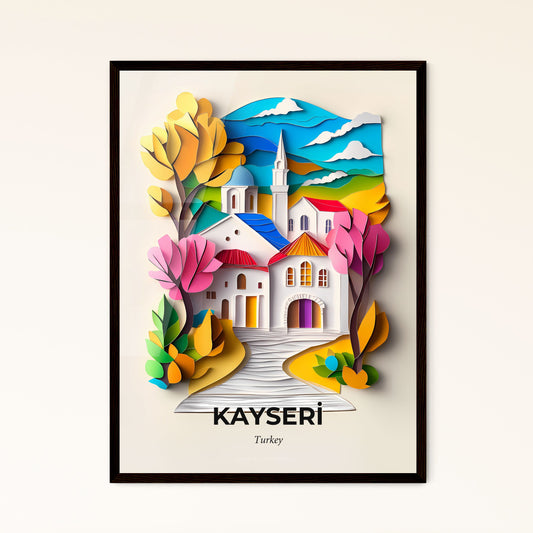 Vivid Kayseri, Turkey - a paper cut of a church with a steeple