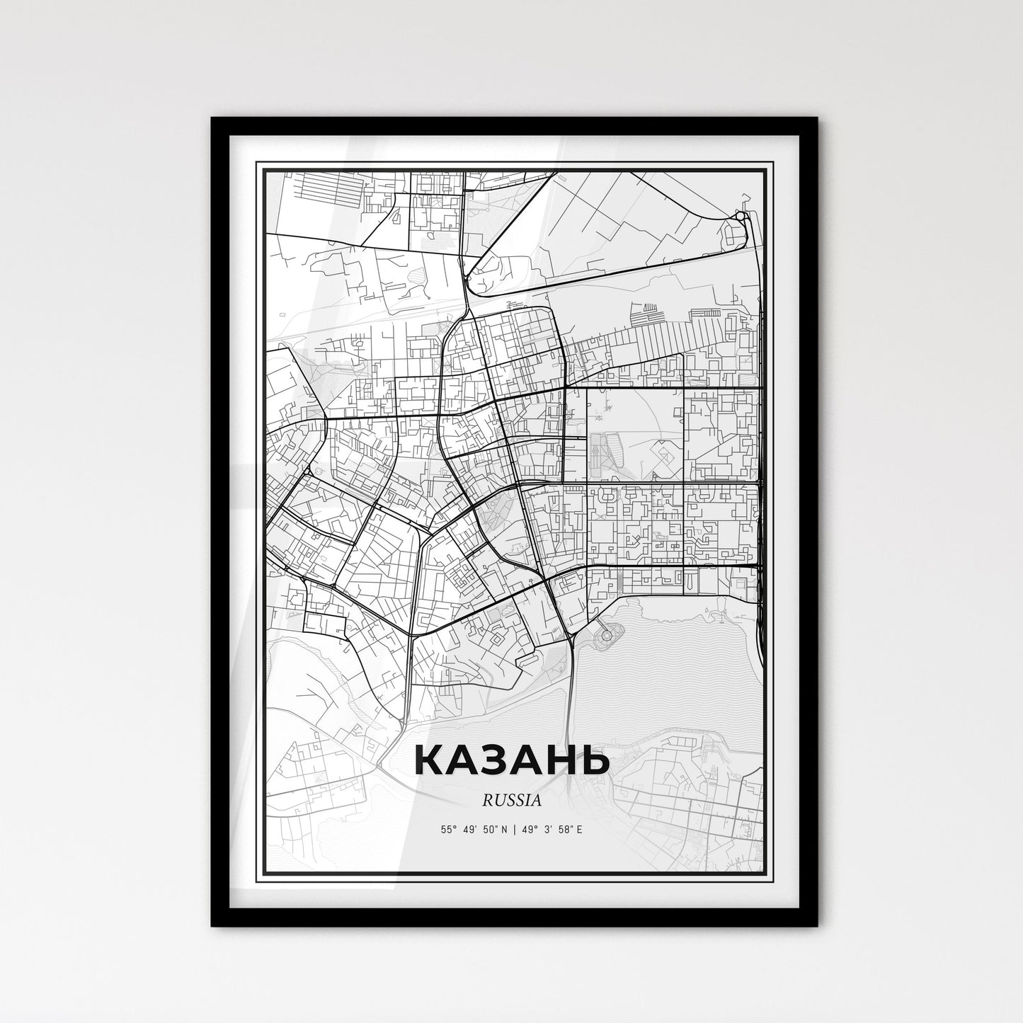 Kazan Russia - Scandinavian Style City Map for Modern Home Decor