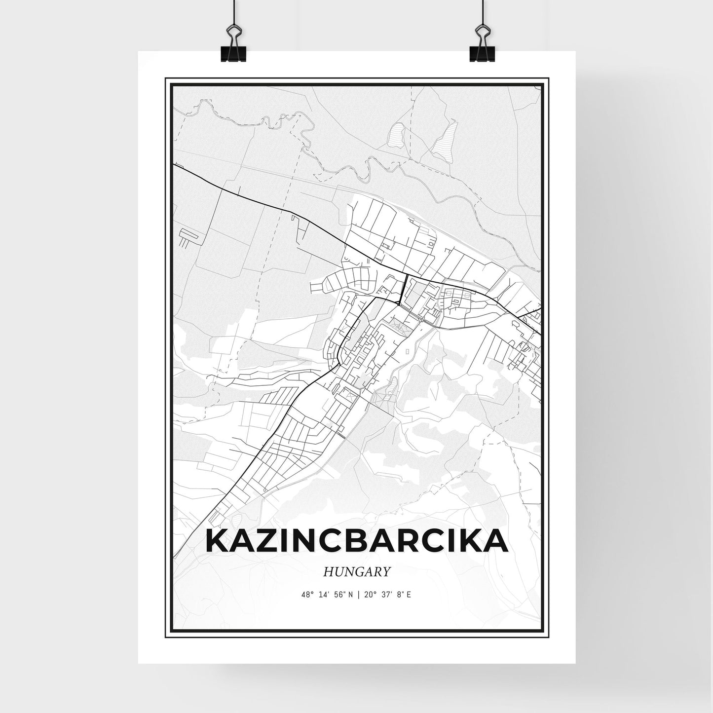 Kazincbarcika Hungary - Premium City Map Poster