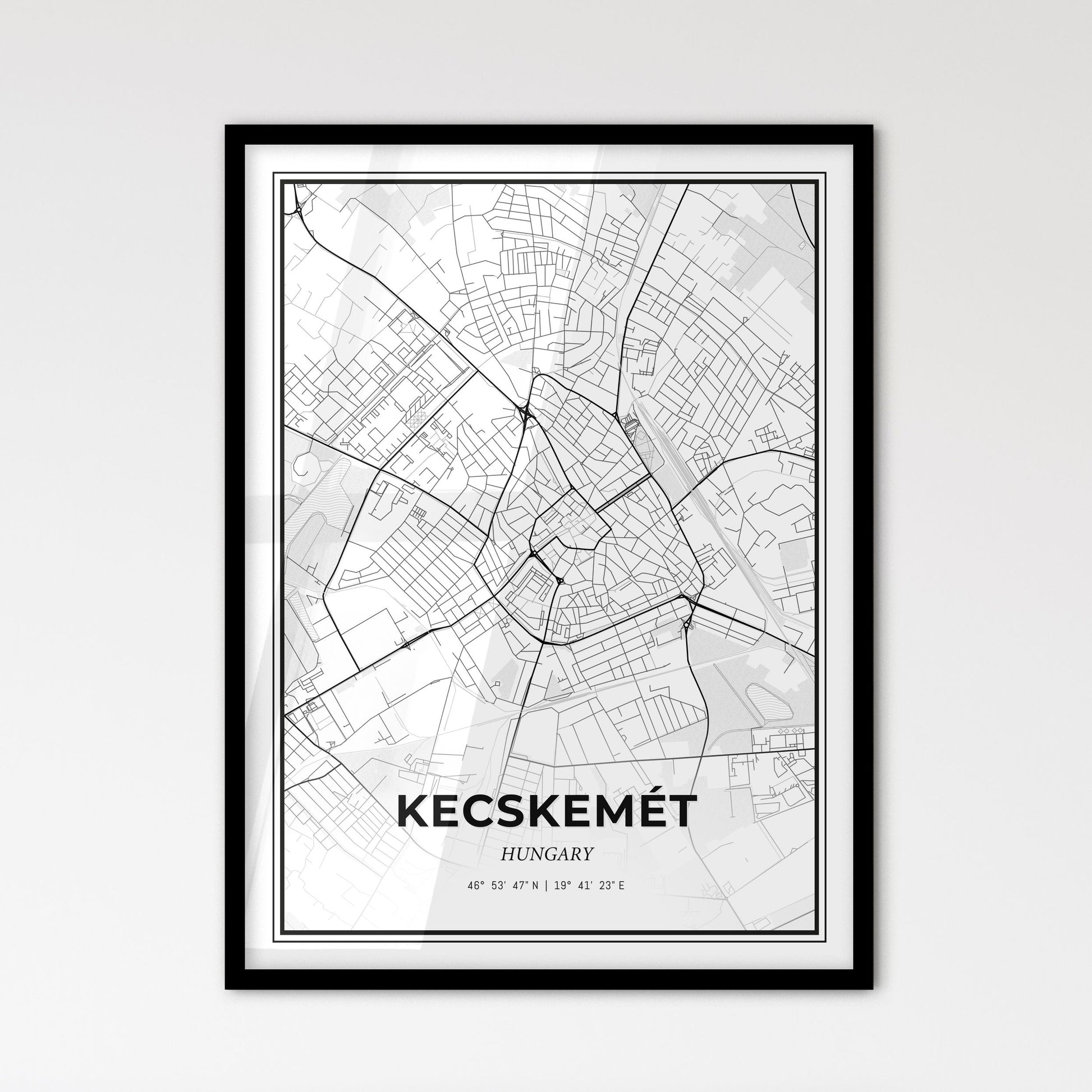 Kecskemét Hungary - Scandinavian Style City Map for Modern Home Decor