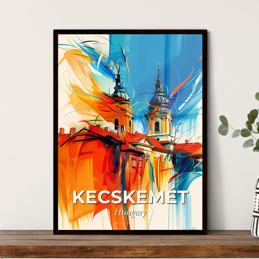 Vibrant Kecskemét, Hungary - A Painting Of A Building With Towers