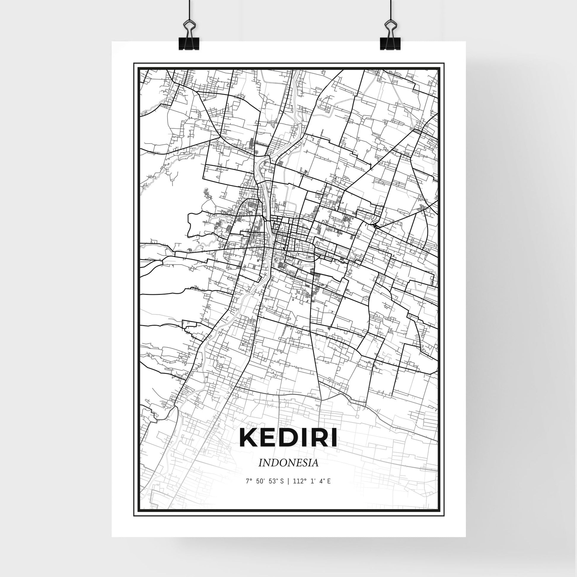 Kediri Indonesia - Premium City Map Poster