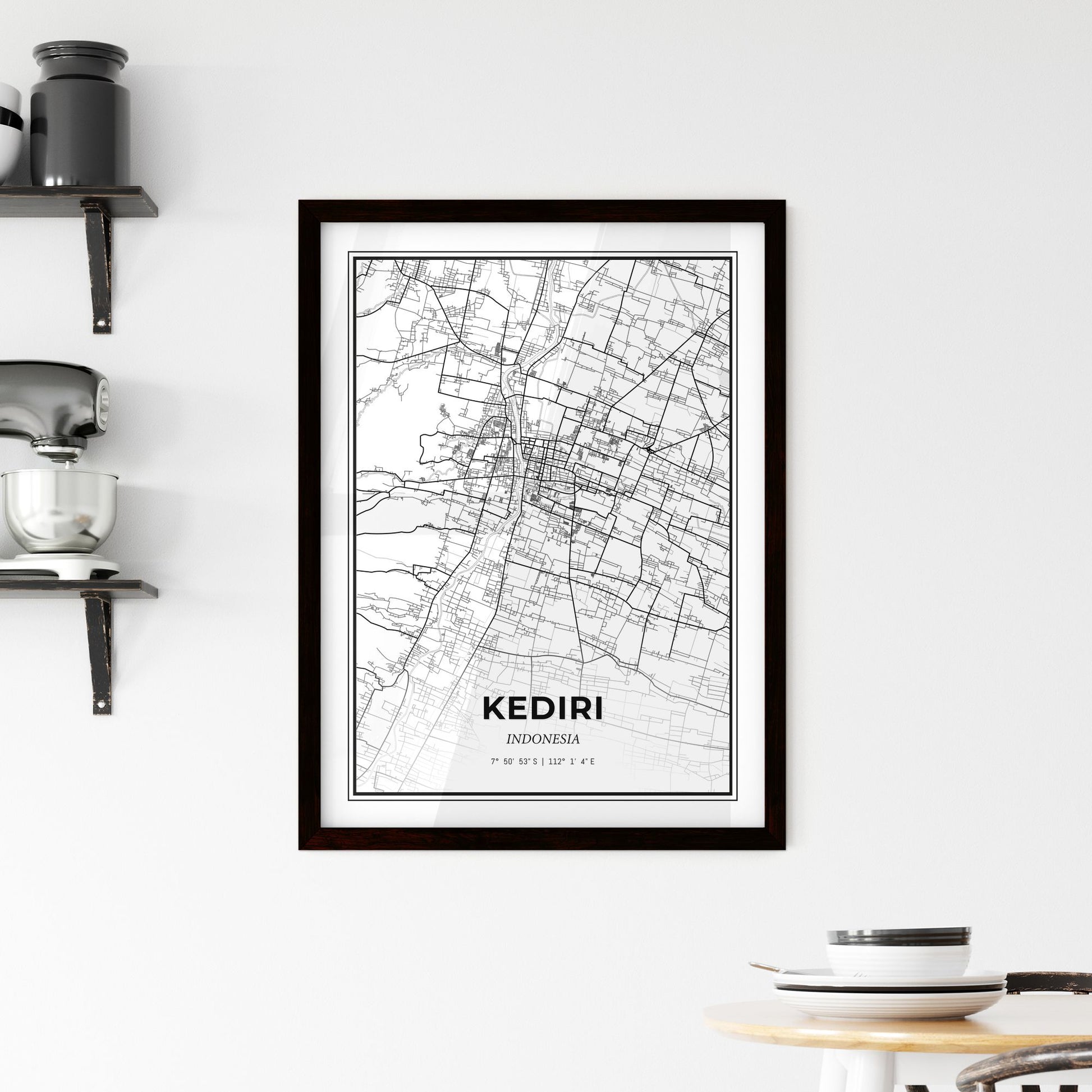 Kediri Indonesia - Minimal City Map