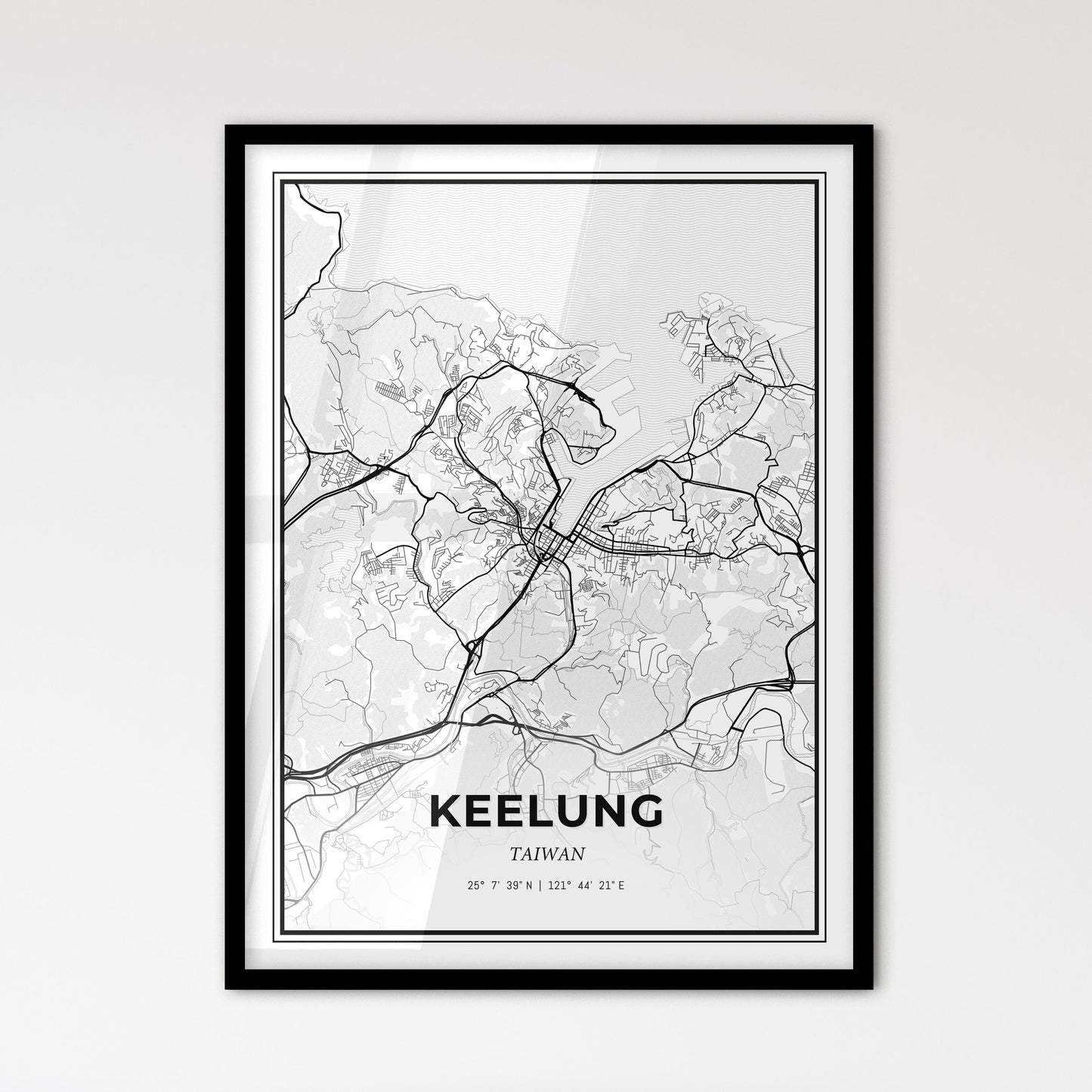 Keelung Taiwan - Scandinavian Style City Map for Modern Home Decor