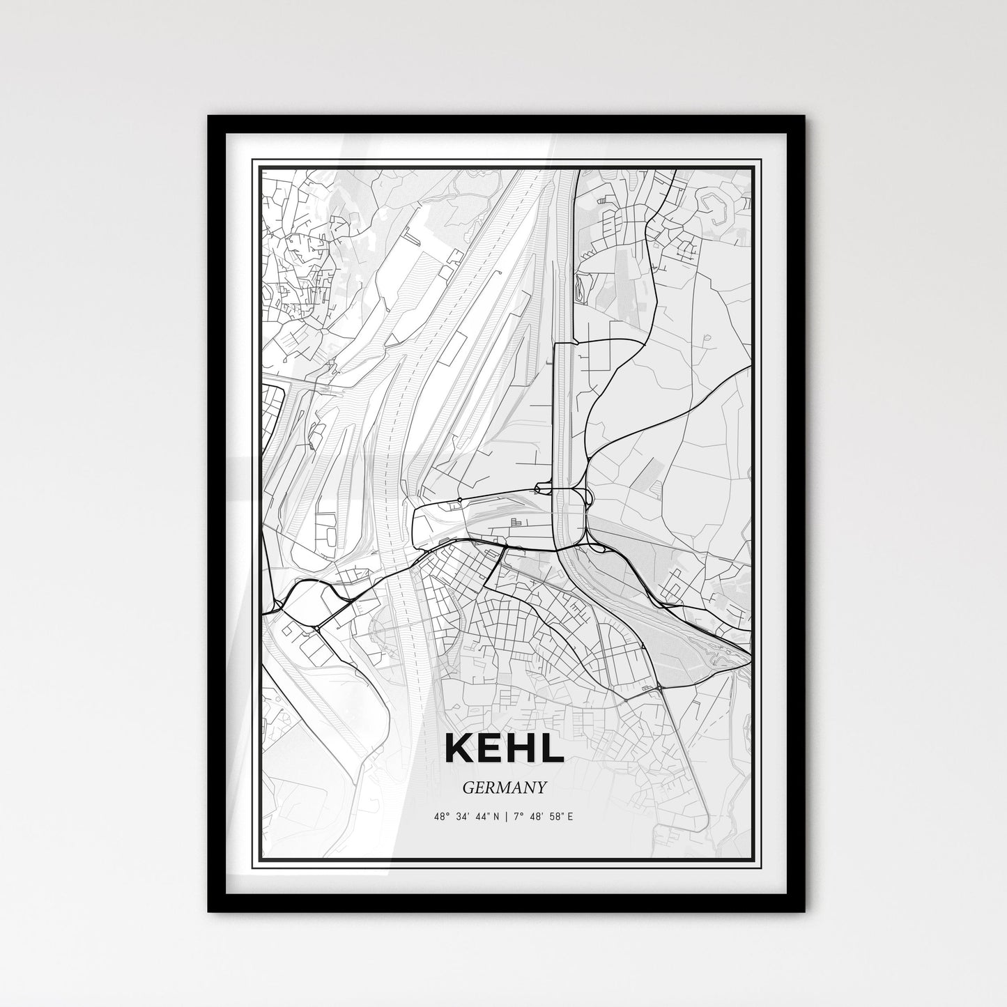 Kehl Germany - Scandinavian Style City Map for Modern Home Decor