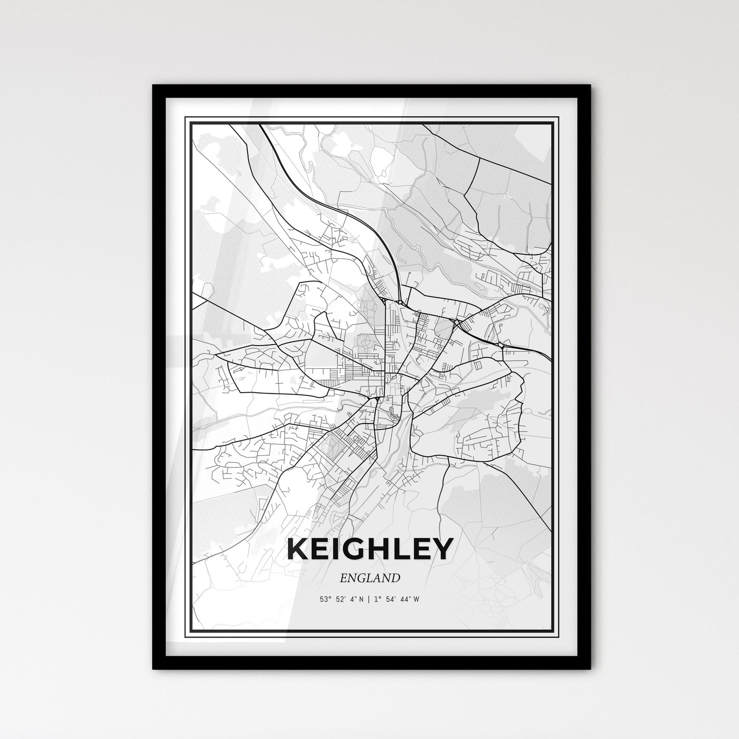 Keighley England - Scandinavian Style City Map for Modern Home Decor