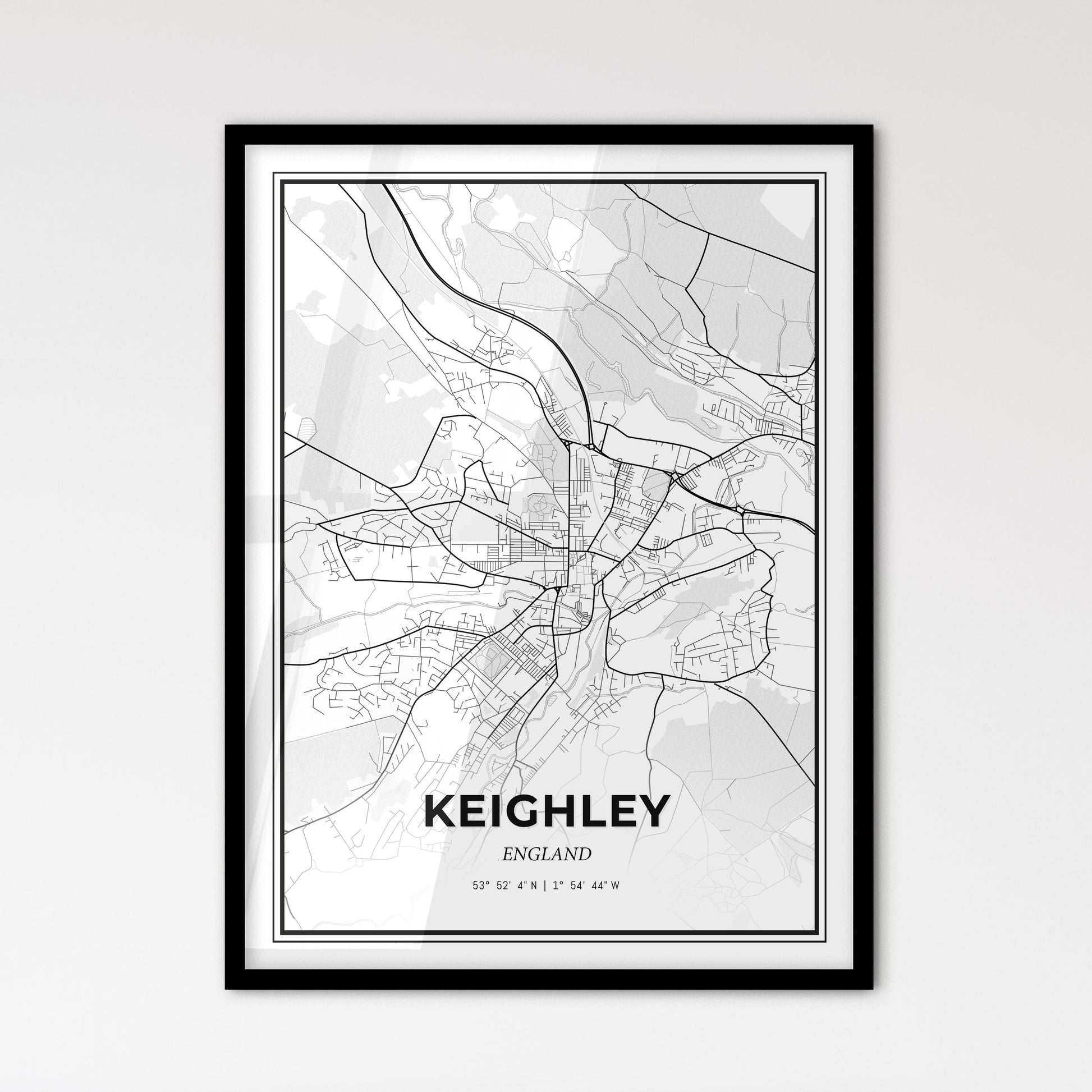 Keighley England - Scandinavian Style City Map for Modern Home Decor