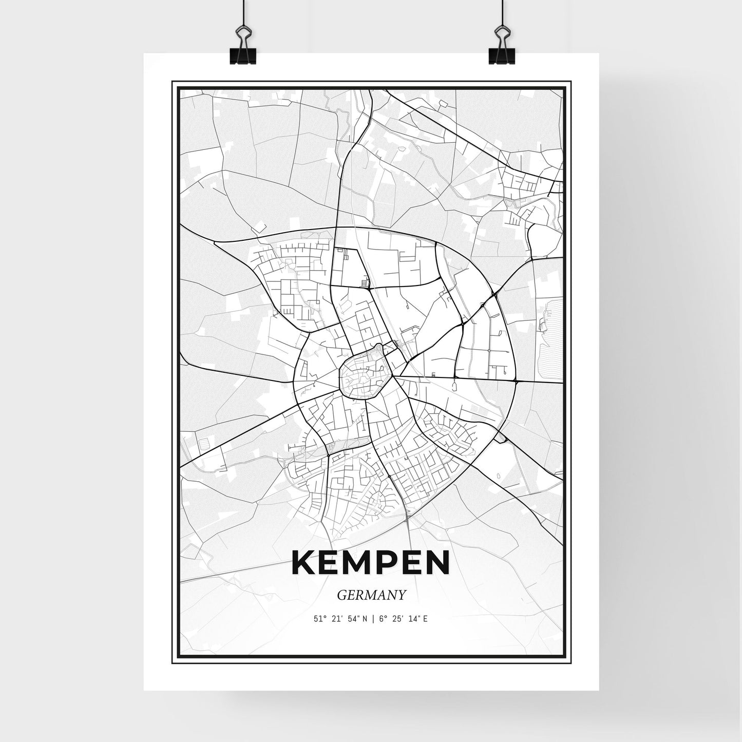 Kempen Germany - Premium City Map Poster