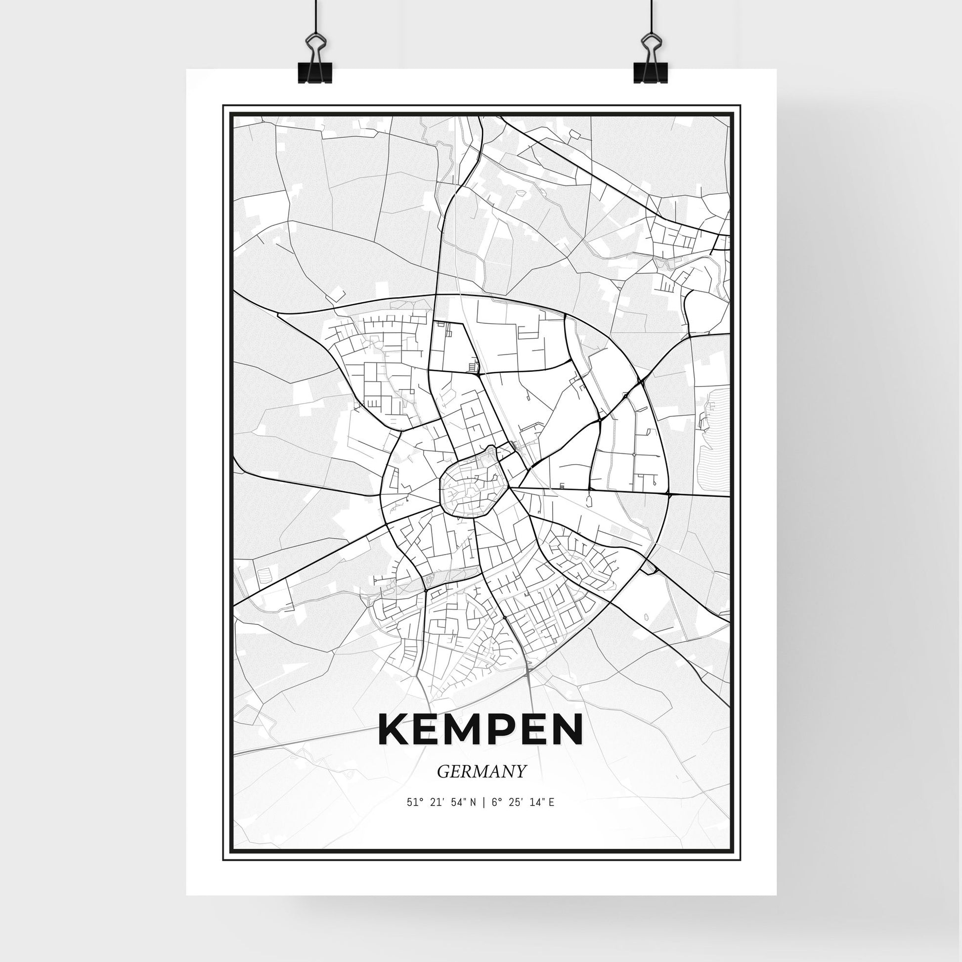 Kempen Germany - Premium City Map Poster