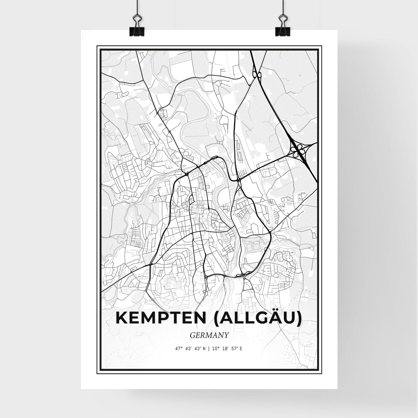 Kempten (Allgau) Germany - Premium City Map Poster