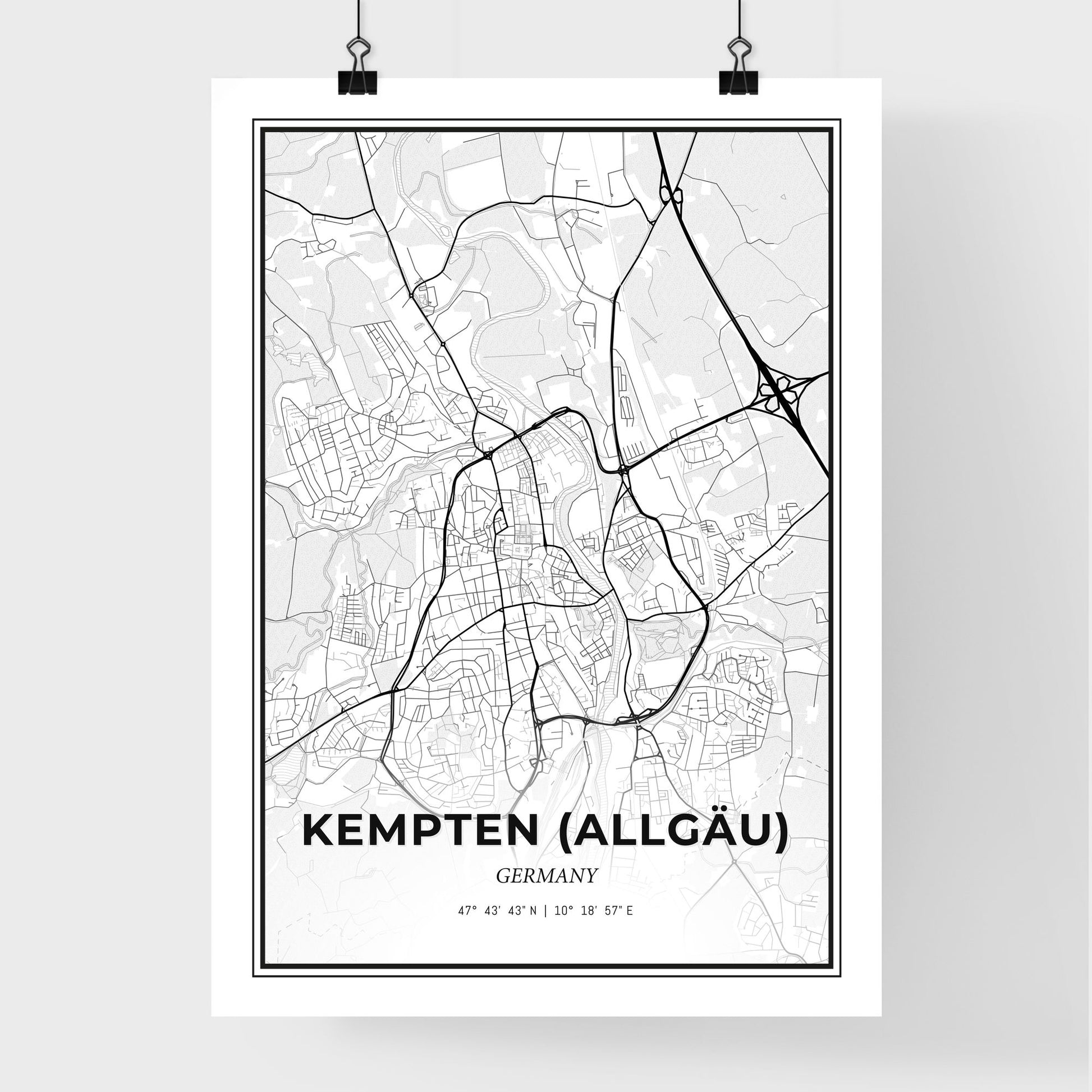 Kempten (Allgau) Germany - Premium City Map Poster