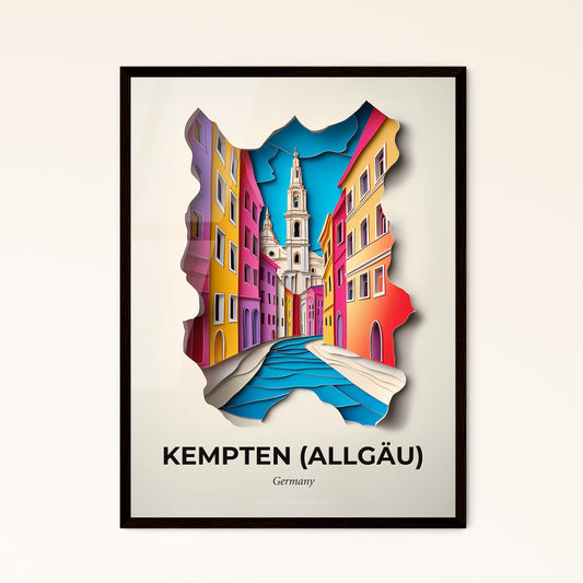 Vivid Kempten (Allgau), Germany - a paper cut of a city with a bridge