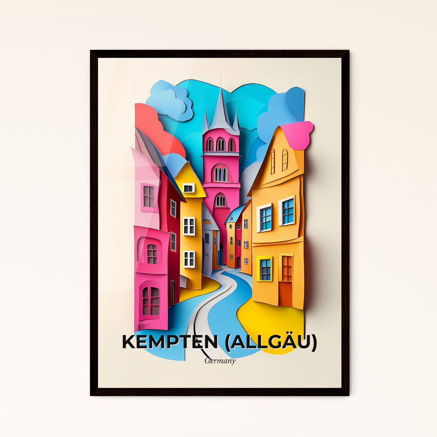 Vivid Kempten (Allgau), Germany - a paper cut of a city with a river running through it