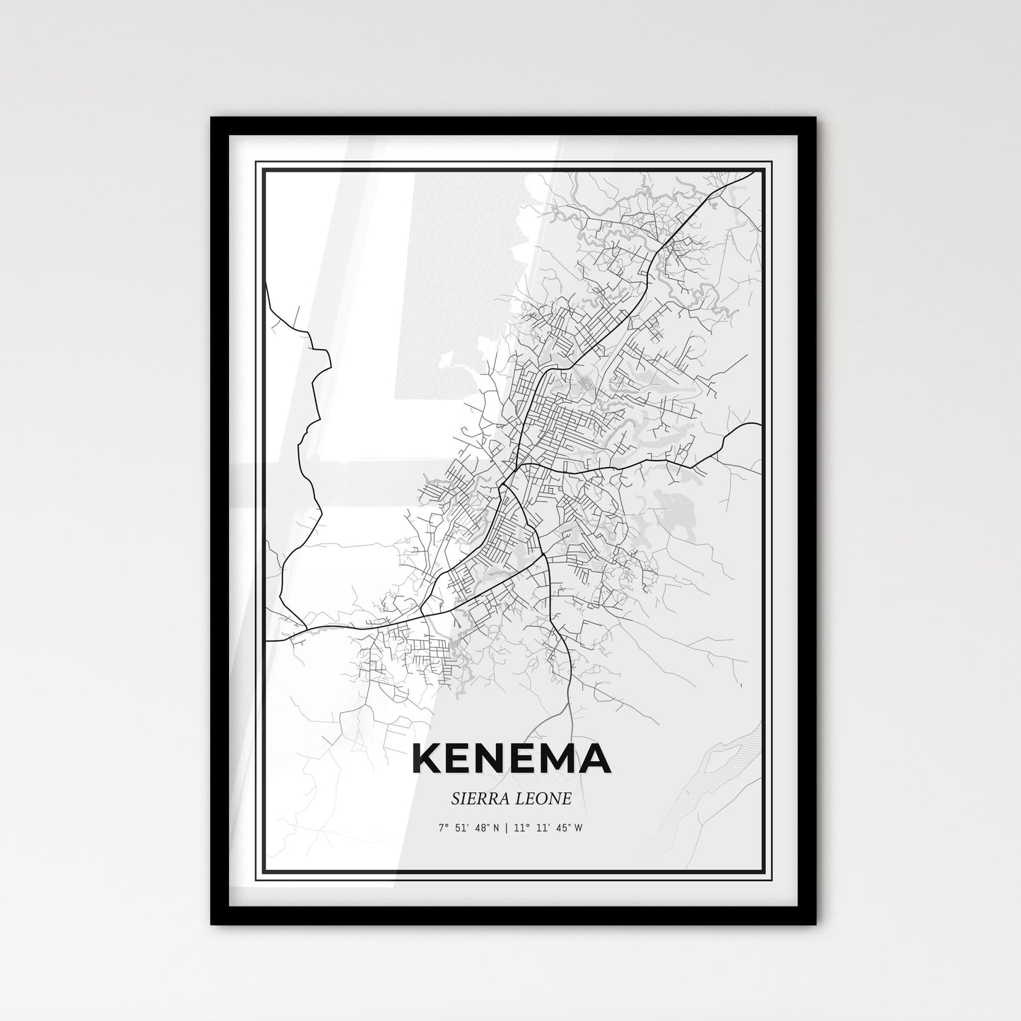 Kenema Sierra Leone - Scandinavian Style City Map for Modern Home Decor