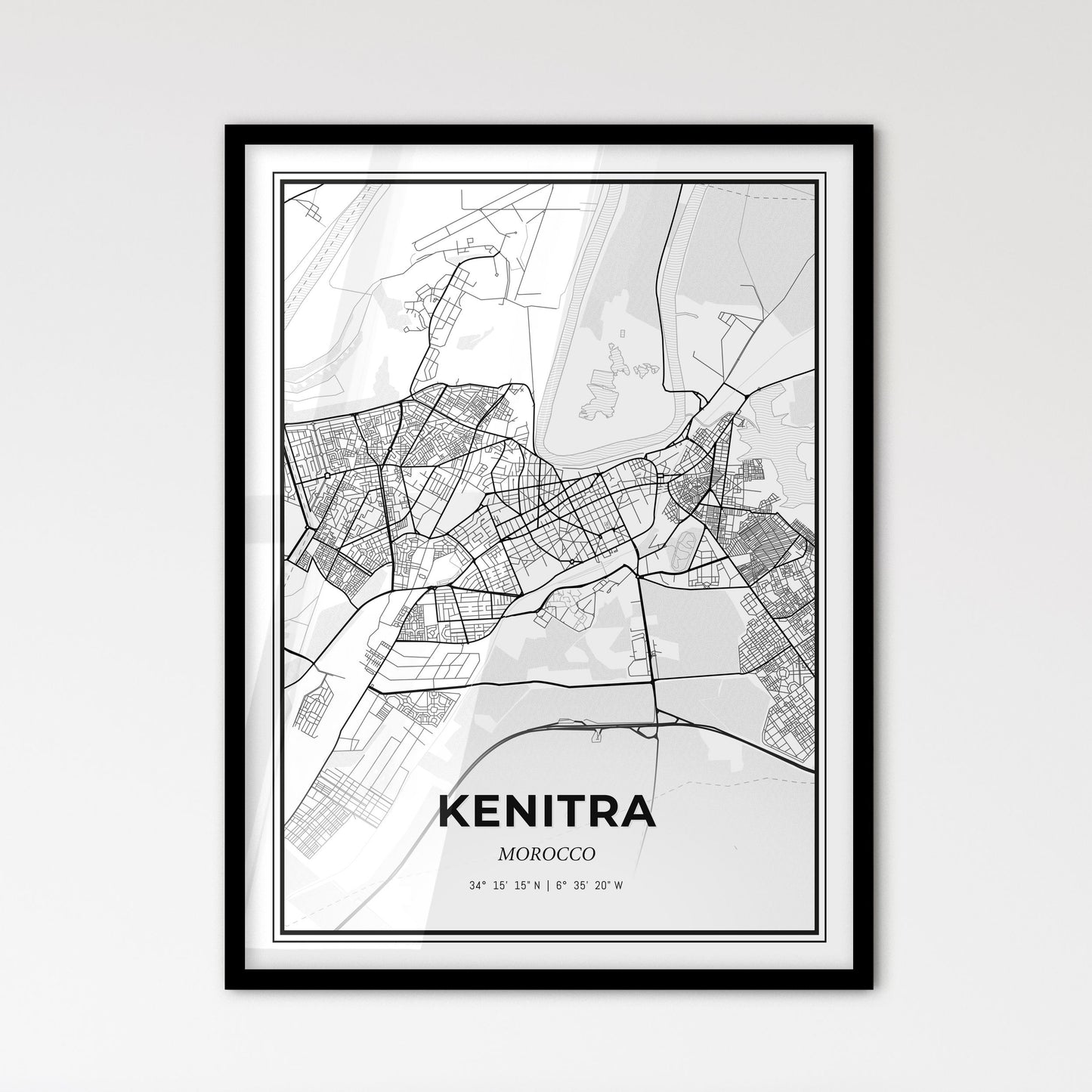 Kenitra Morocco - Scandinavian Style City Map for Modern Home Decor