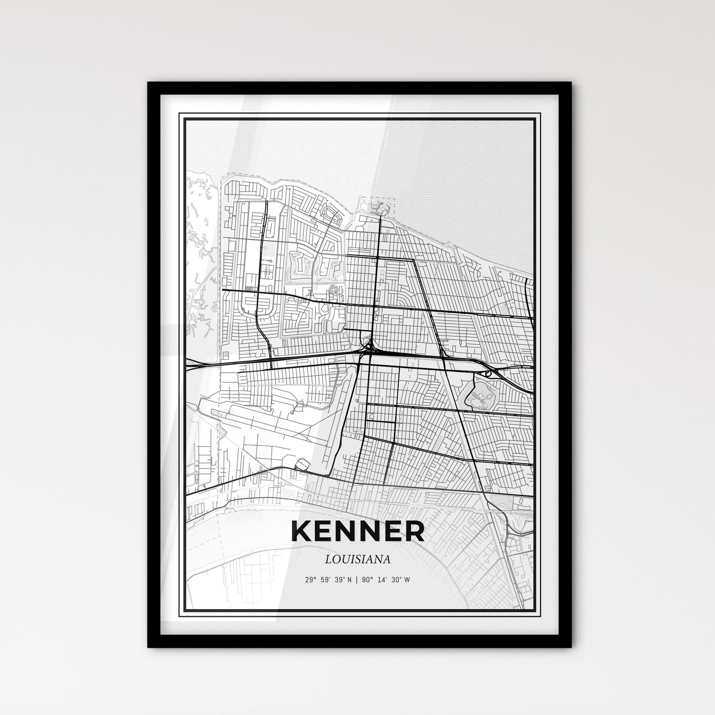 Kenner Louisiana - Scandinavian Style City Map for Modern Home Decor