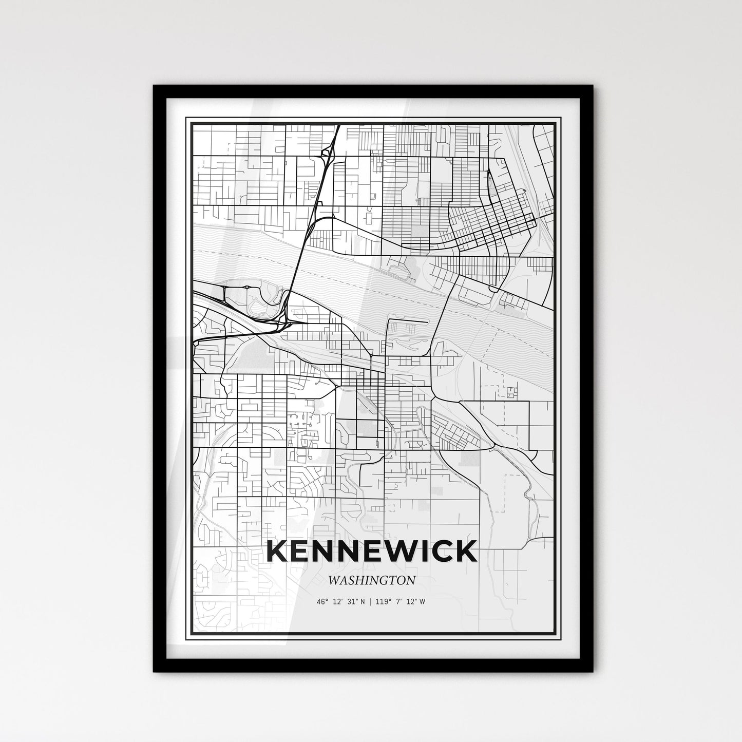 Kennewick Washington - Scandinavian Style City Map for Modern Home Decor