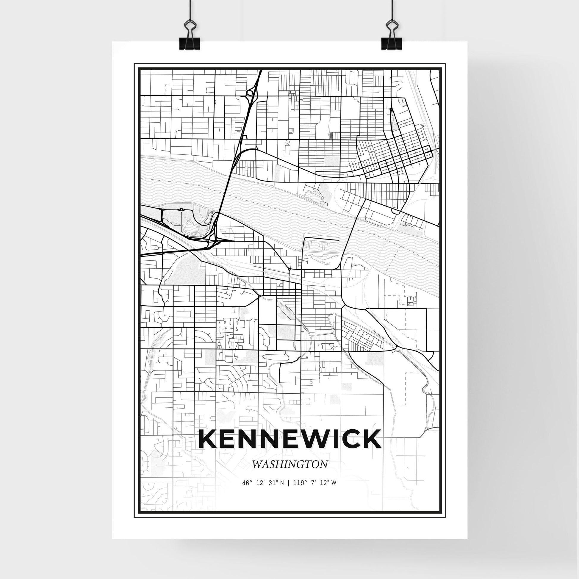 Kennewick Washington - Premium City Map Poster