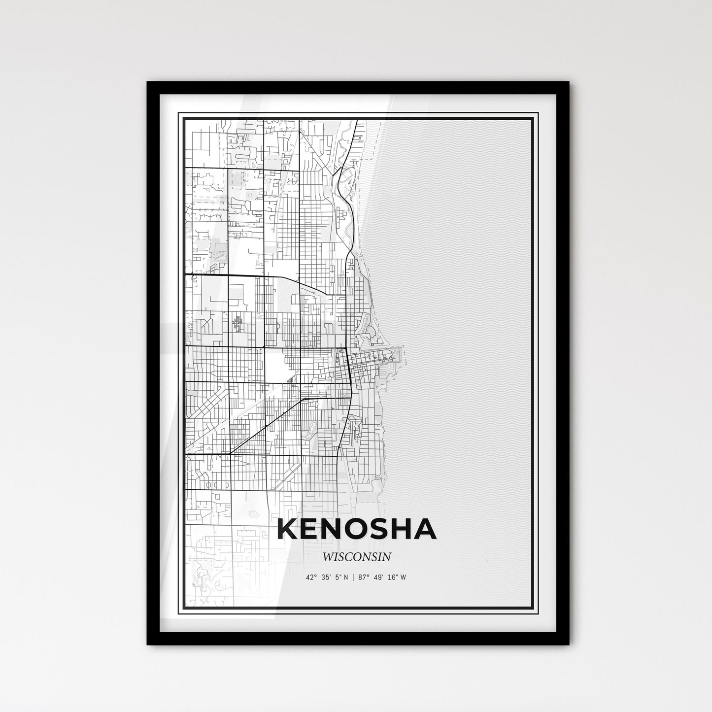 Kenosha Wisconsin - Scandinavian Style City Map for Modern Home Decor