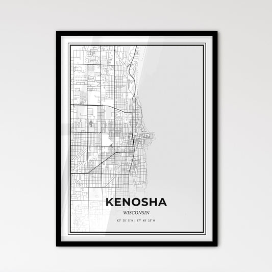 Kenosha Wisconsin - Scandinavian Style City Map for Modern Home Decor