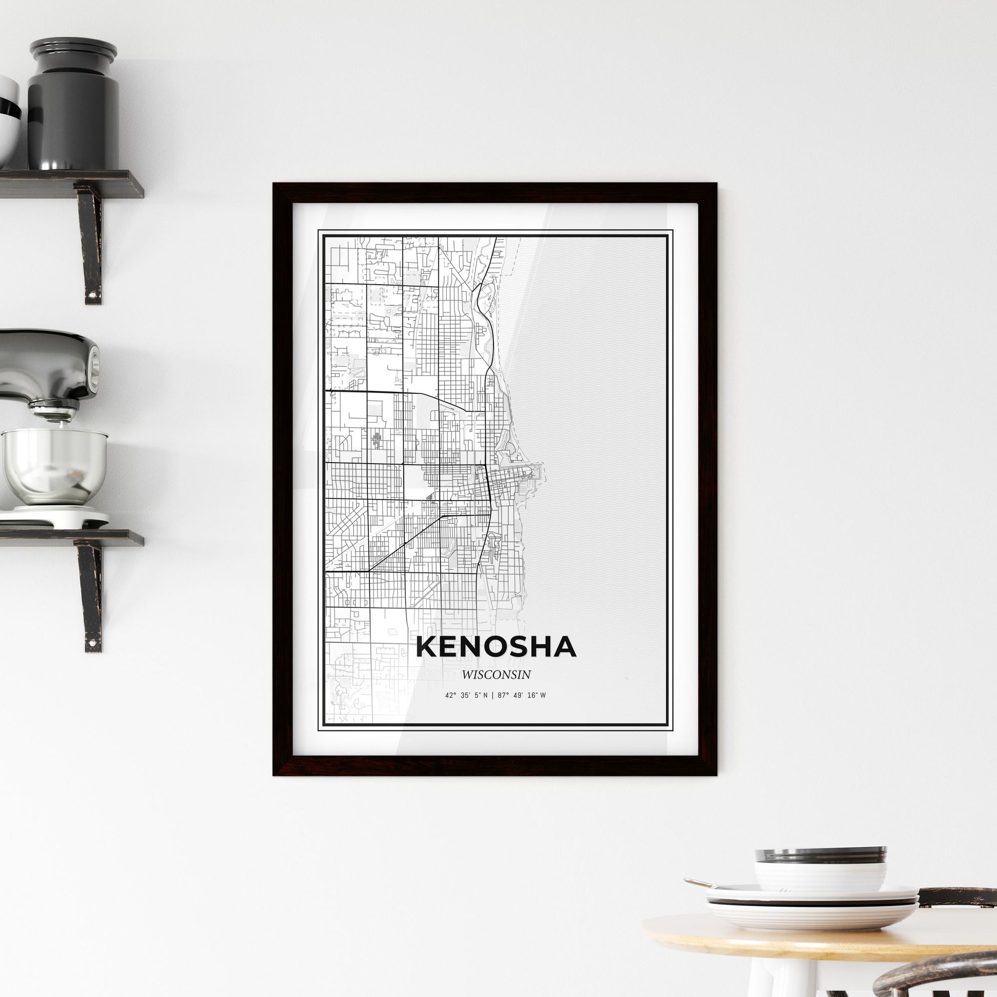 Kenosha Wisconsin - Minimal City Map