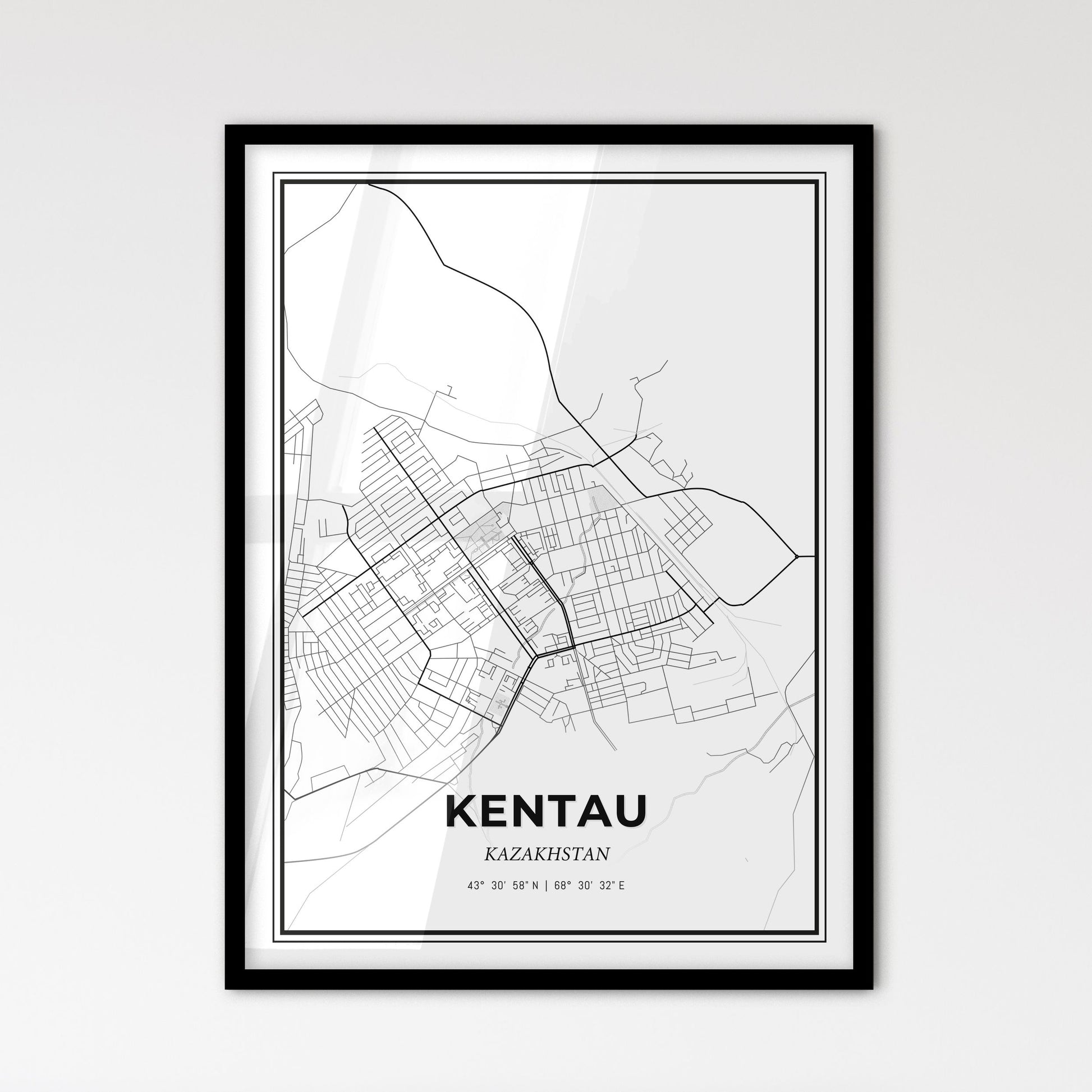 Kentau Kazakhstan - Scandinavian Style City Map for Modern Home Decor