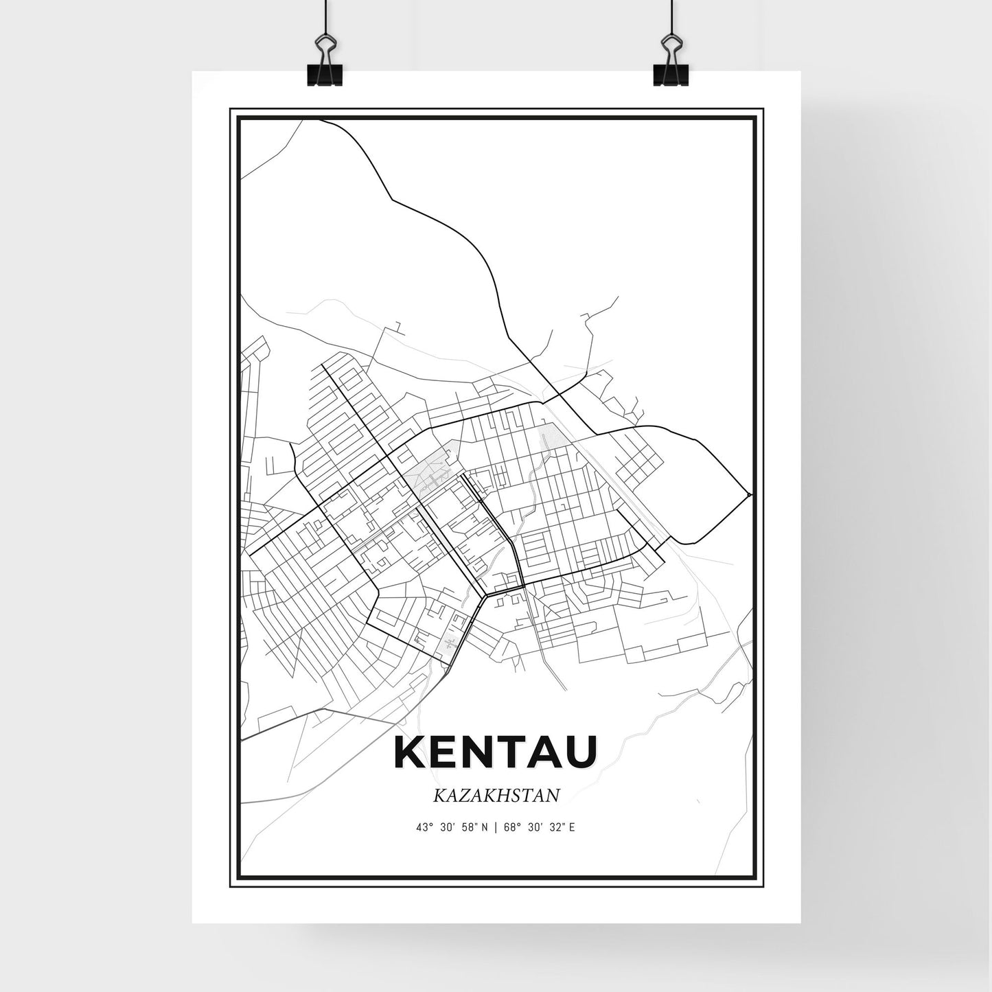 Kentau Kazakhstan - Premium City Map Poster