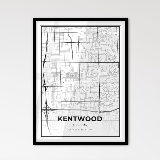 Kentwood Michigan - Scandinavian Style City Map for Modern Home Decor