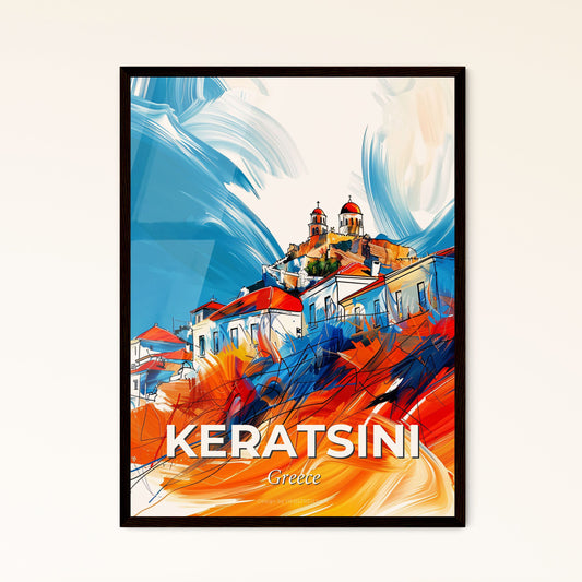 Vibrant Keratsini, Greece - A Painting Of A Colorful City