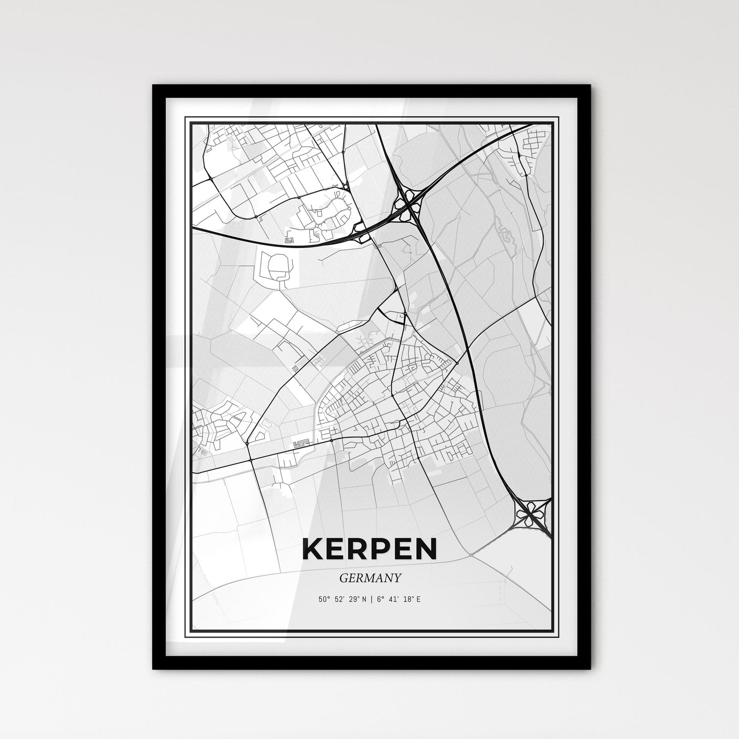 Kerpen Germany - Scandinavian Style City Map for Modern Home Decor