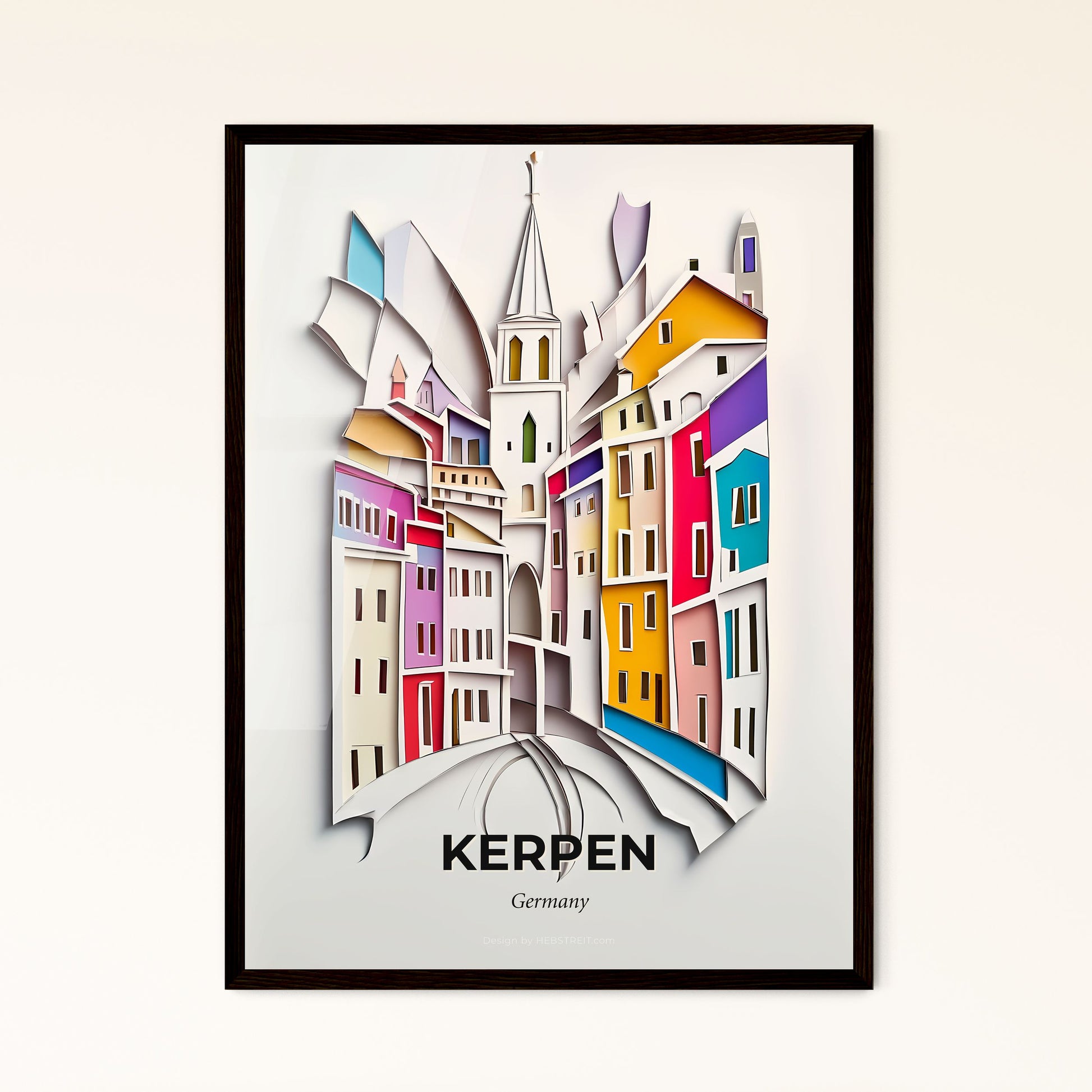 Vivid Kerpen, Germany - a paper cut of a city with a clock tower