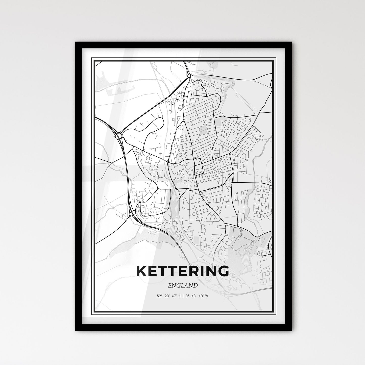 Kettering England - Scandinavian Style City Map for Modern Home Decor