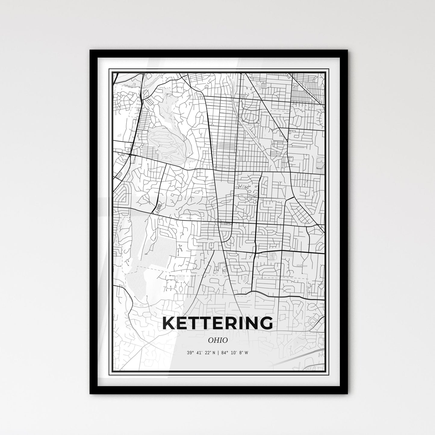 Kettering Ohio - Scandinavian Style City Map for Modern Home Decor