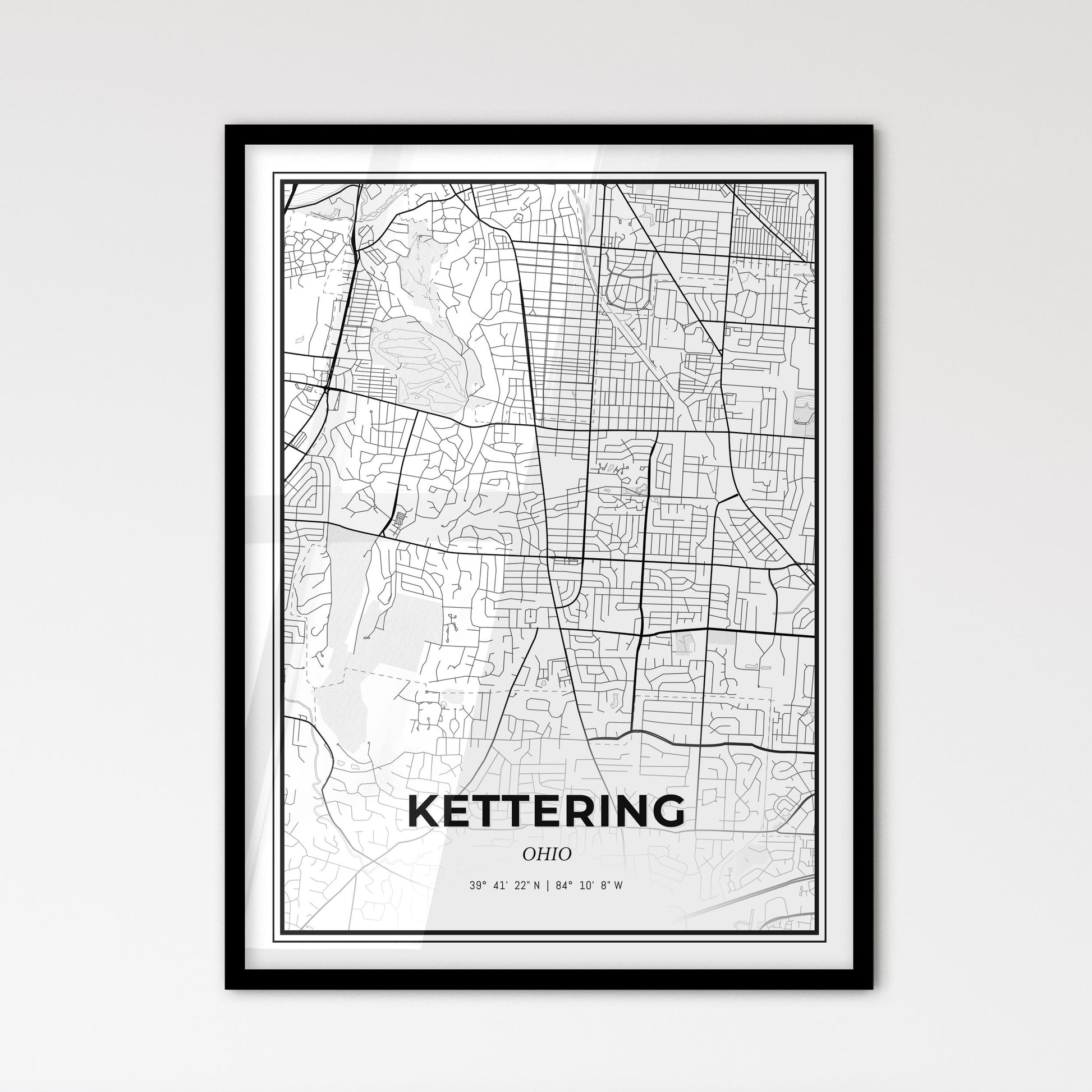 Kettering Ohio - Scandinavian Style City Map for Modern Home Decor