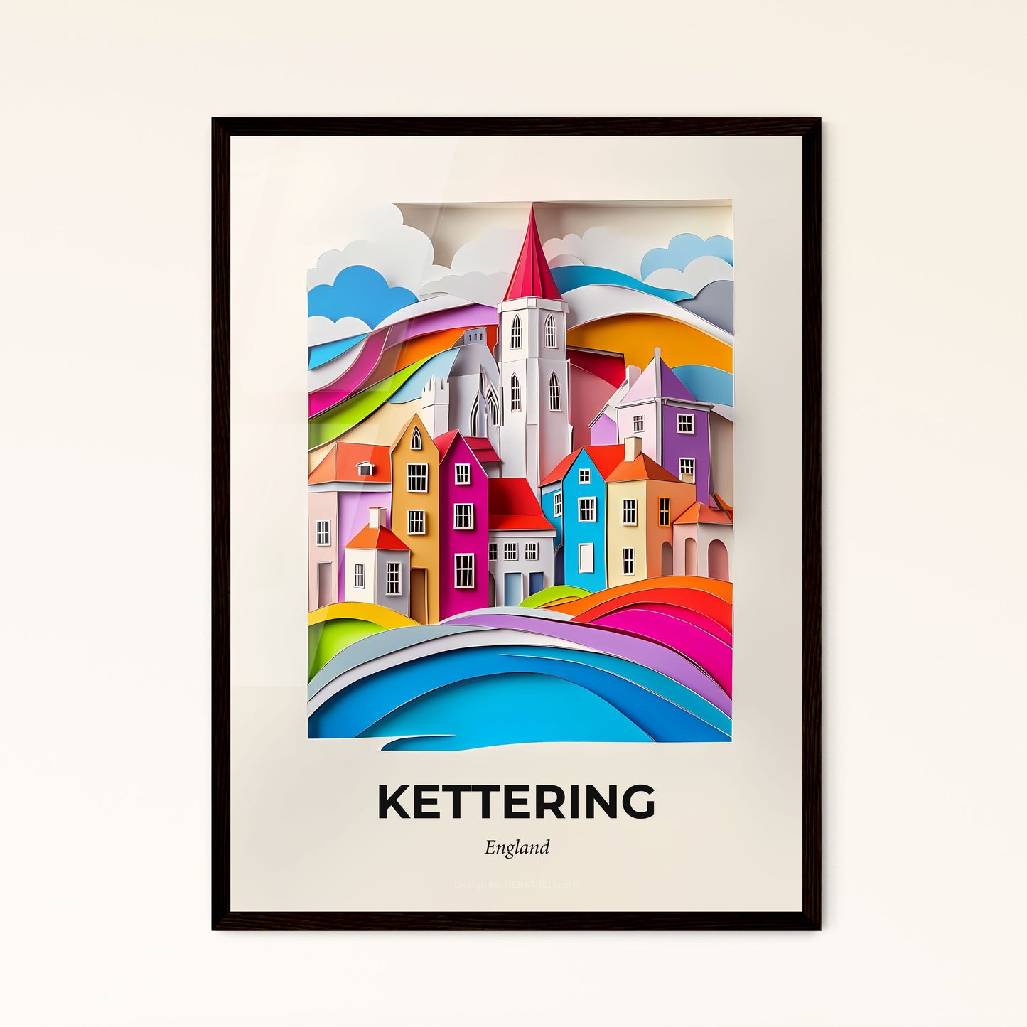 Vivid Kettering, England - a colorful city with a church