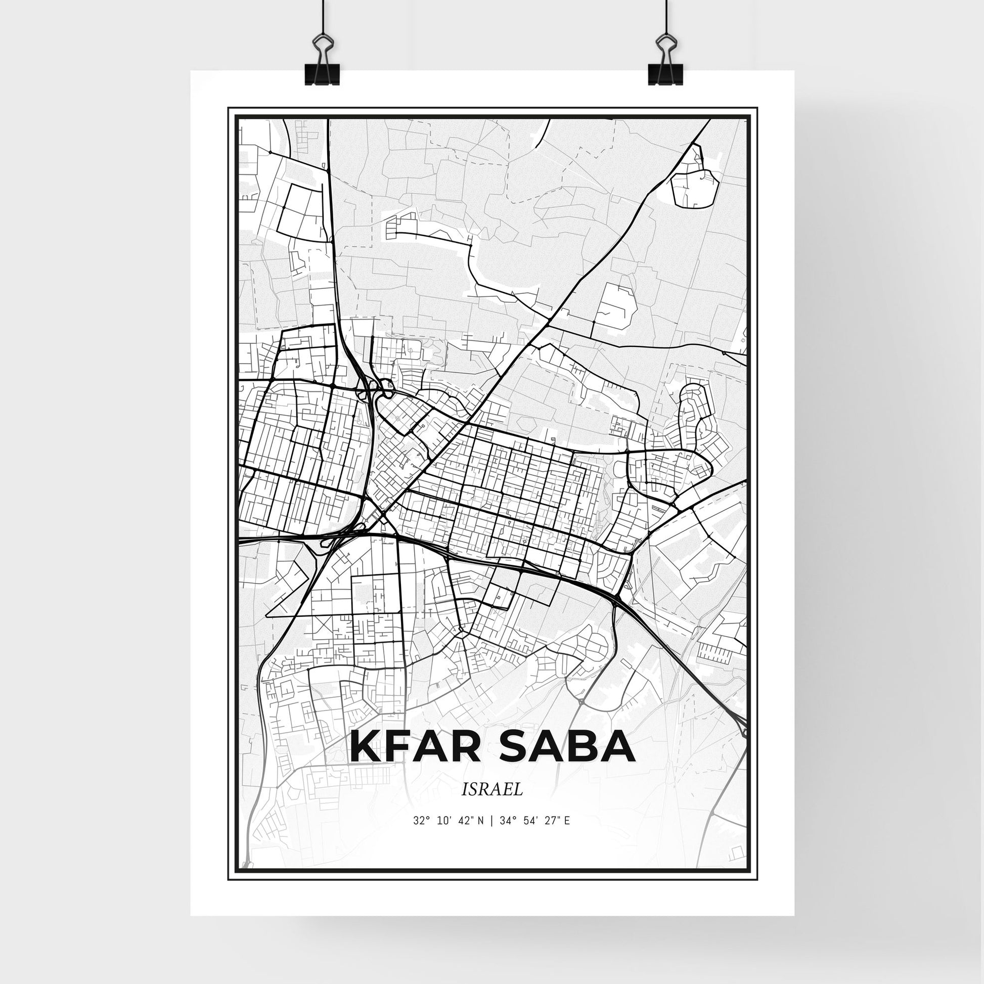 Kfar Saba Israel - Premium City Map Poster