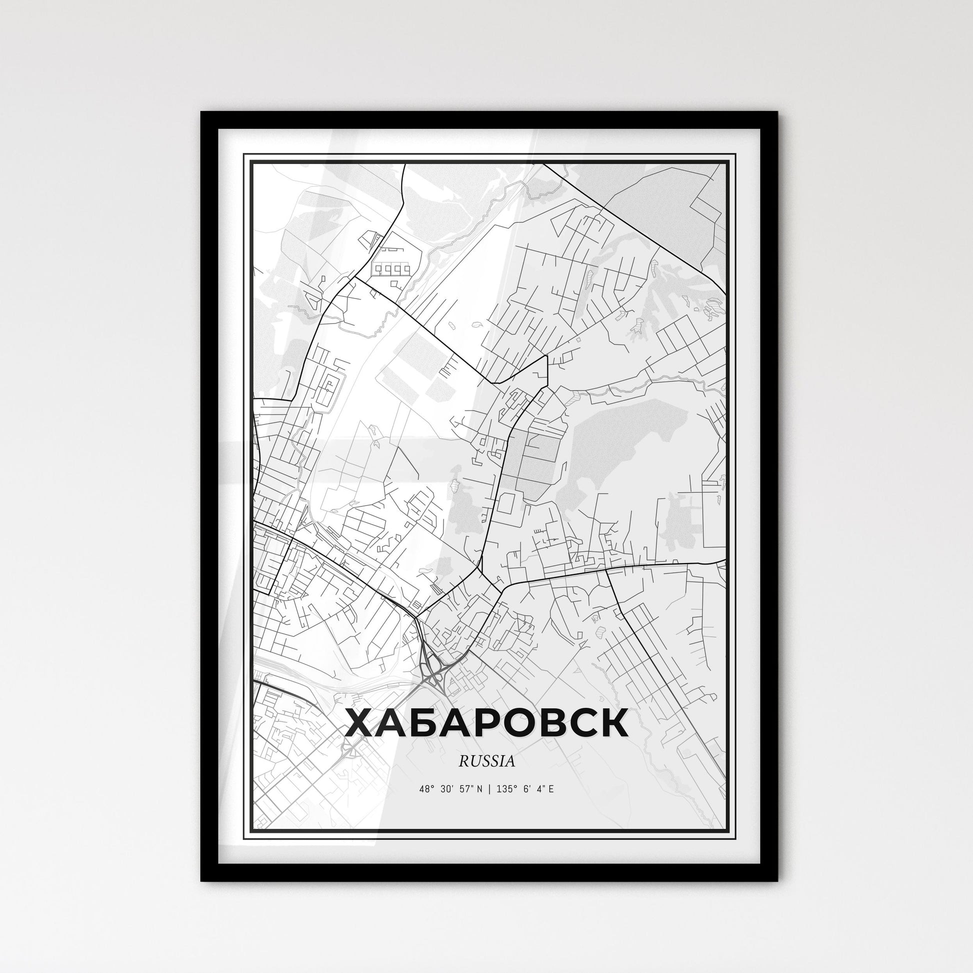 Khabarovsk Russia - Scandinavian Style City Map for Modern Home Decor