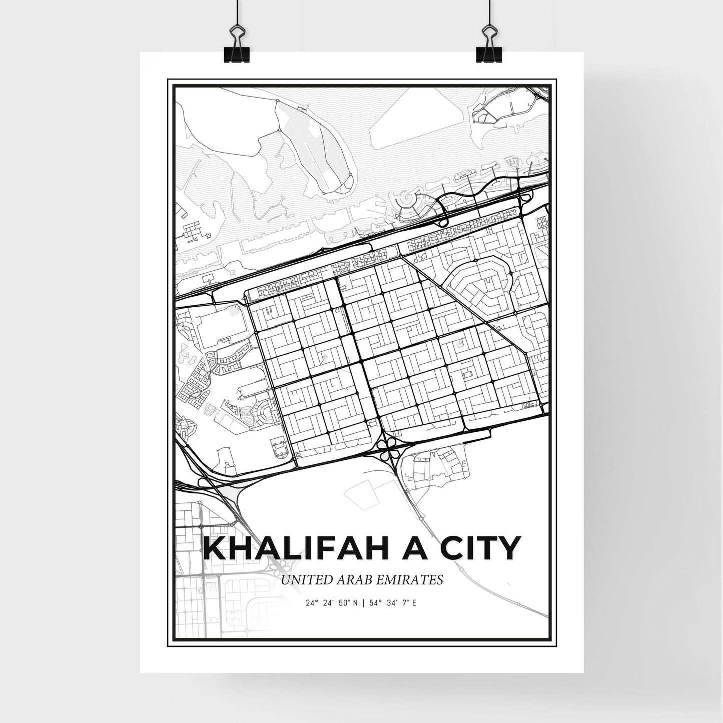 Khalifah A City United Arab Emirates - Premium City Map Poster