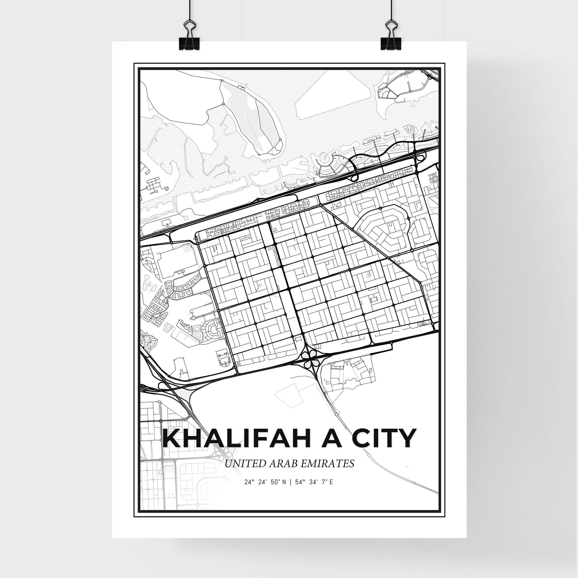 Khalifah A City United Arab Emirates - Premium City Map Poster