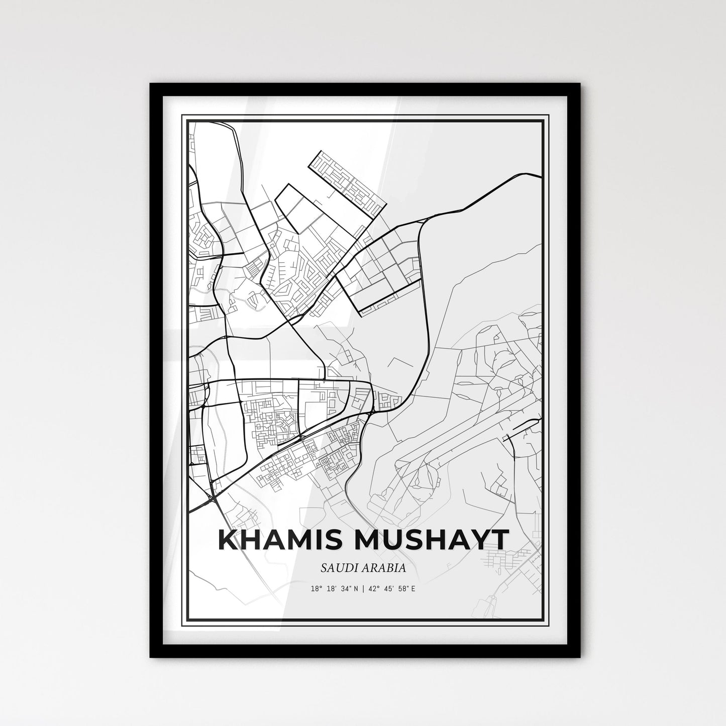 Khamis Mushayt Saudi Arabia - Scandinavian Style City Map for Modern Home Decor