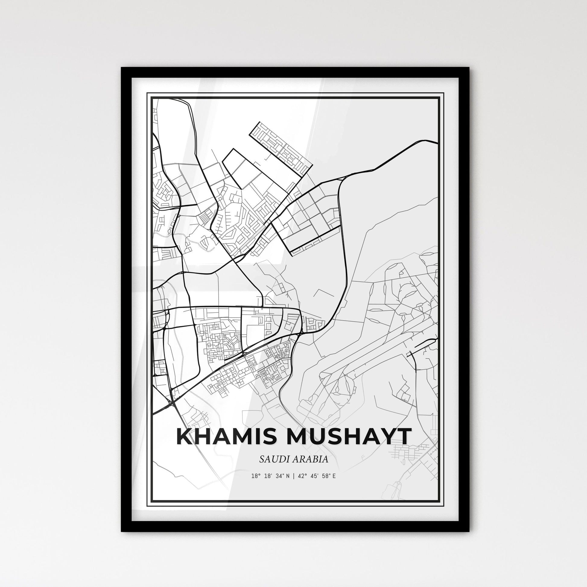 Khamis Mushayt Saudi Arabia - Scandinavian Style City Map for Modern Home Decor