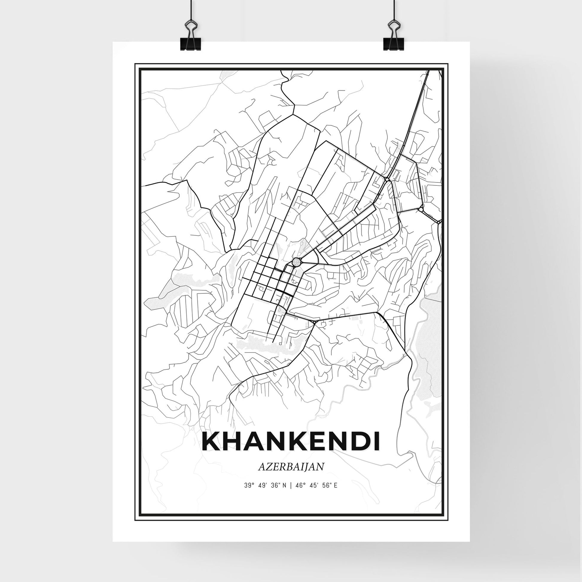 Khankendi Azerbaijan - Premium City Map Poster