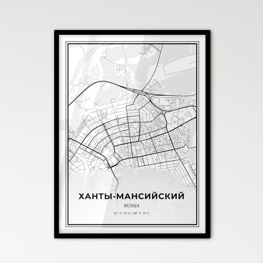 Khanty-Mansiysk Russia - Scandinavian Style City Map for Modern Home Decor