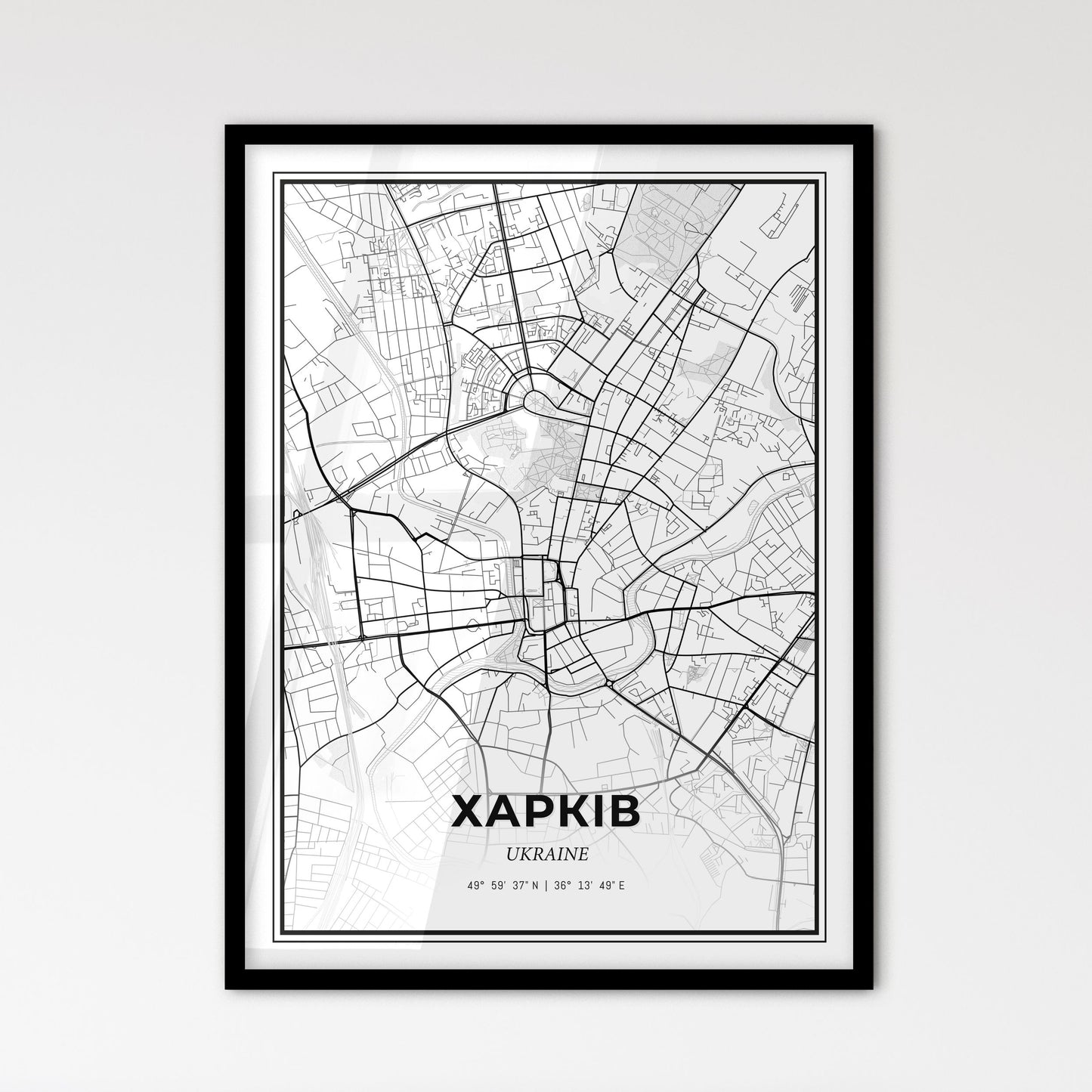 Kharkiv Ukraine - Scandinavian Style City Map for Modern Home Decor