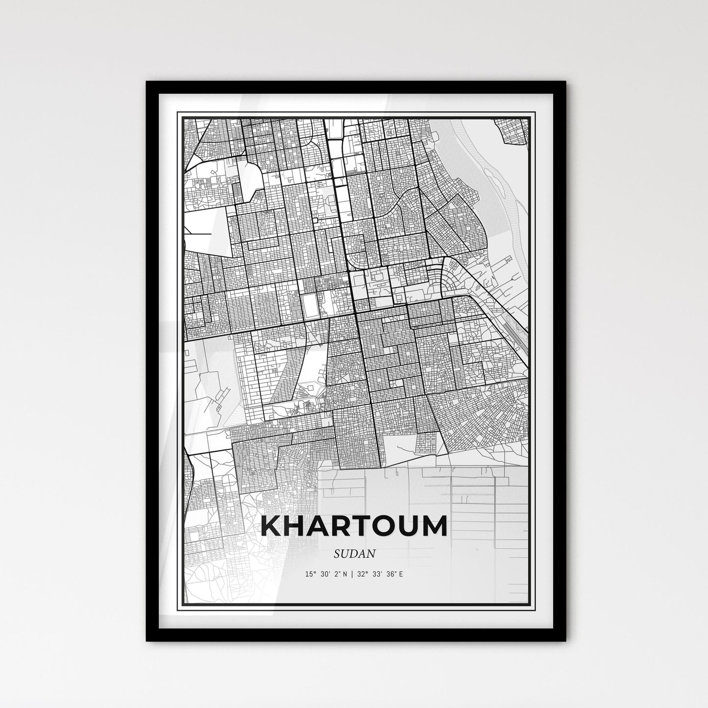 Khartoum Sudan - Scandinavian Style City Map for Modern Home Decor