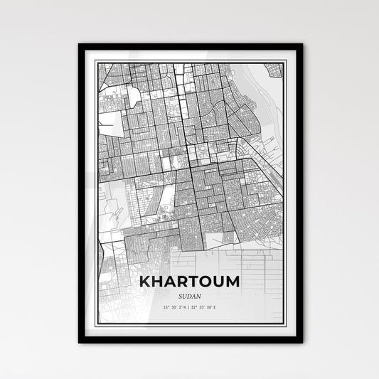 Khartoum Sudan - Scandinavian Style City Map for Modern Home Decor