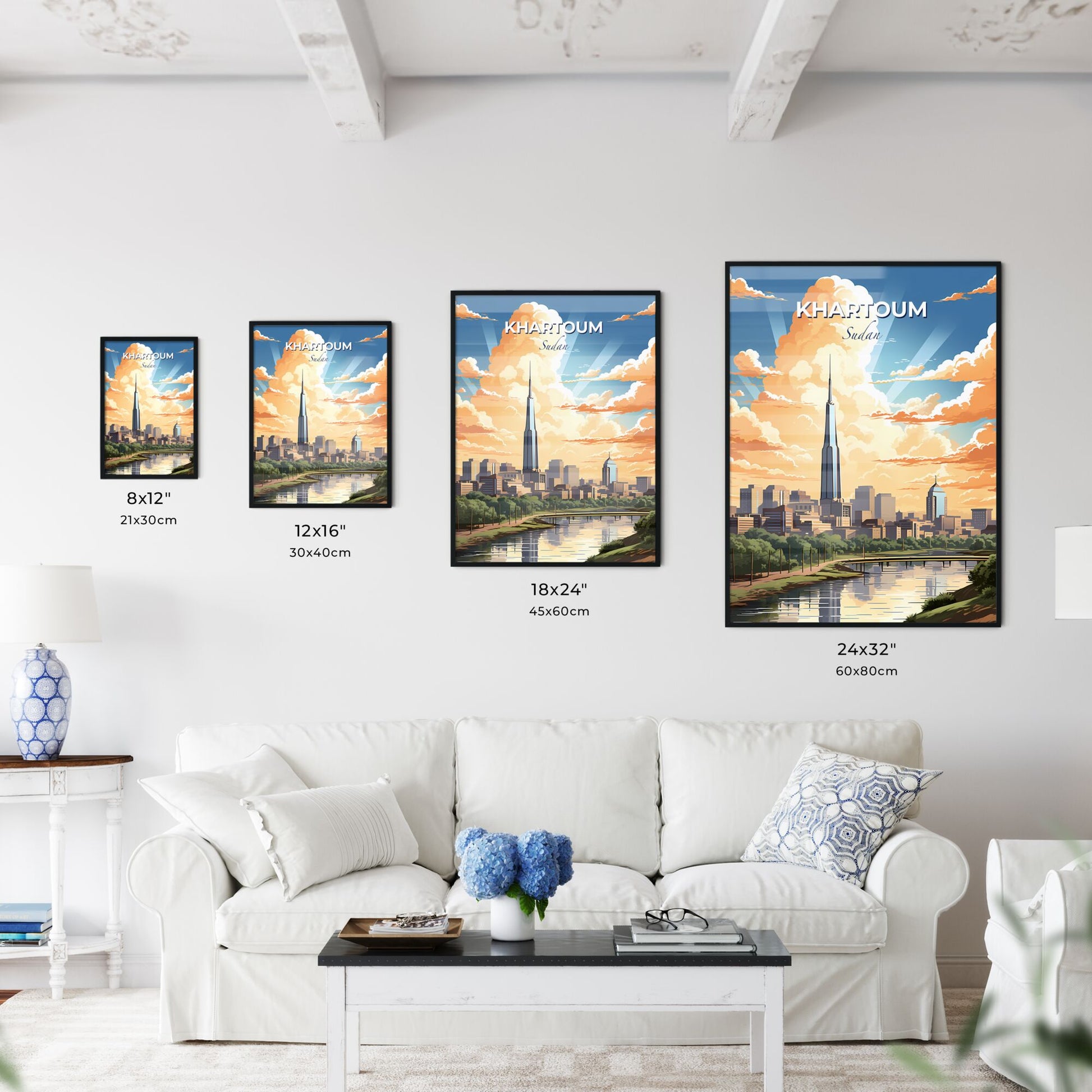 Khartoum Cityscape Art - Vibrant Painting of Sudan's Skyline with Tower and River Default Title